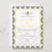 Elegant Yellow & Gray Garden Wedding Invitations Kaart (Achterkant)