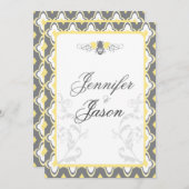 Elegant Yellow & Gray Garden Wedding Invitations Kaart (Voorkant / Achterkant)