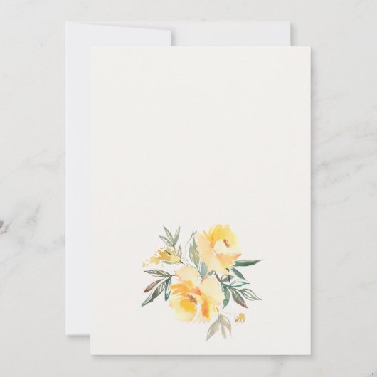 Elegant Yellow Green Waterverf Roos Flower Bunch Save The Date (Achterkant)