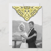 Elegant Yellow Grey Damask Wedding Kaart (Achterkant)