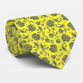 Elegant Yellow & Grey  Floral Damascus 2 Stropdas (Opgerold)