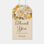 Elegant Yellow Ivory Cream Floral Birthday Cadeaulabel (Voorkant)