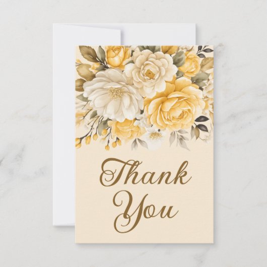 Elegant Yellow Ivory Cream Floral Surprise Bedankkaart (Voorkant)