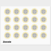 Elegant Yellow Lace Gepersonaliseerd Monogram Ronde Sticker (Vel)