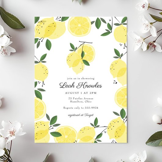 Elegant Yellow Lemon Citrus Vrijgezellenfeest Kaart