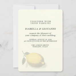 Elegant Yellow Lemon Tuscany Wedding Kaart