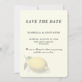 Elegant Yellow Lemon Tuscany Wedding Save The Date Kaart