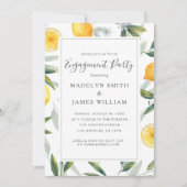 Elegant Yellow Lemons Verlovingsfeest Uitnodiging (Voorkant)