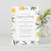 Elegant Yellow Lemons Verlovingsfeest Uitnodiging (Staand voorkant)