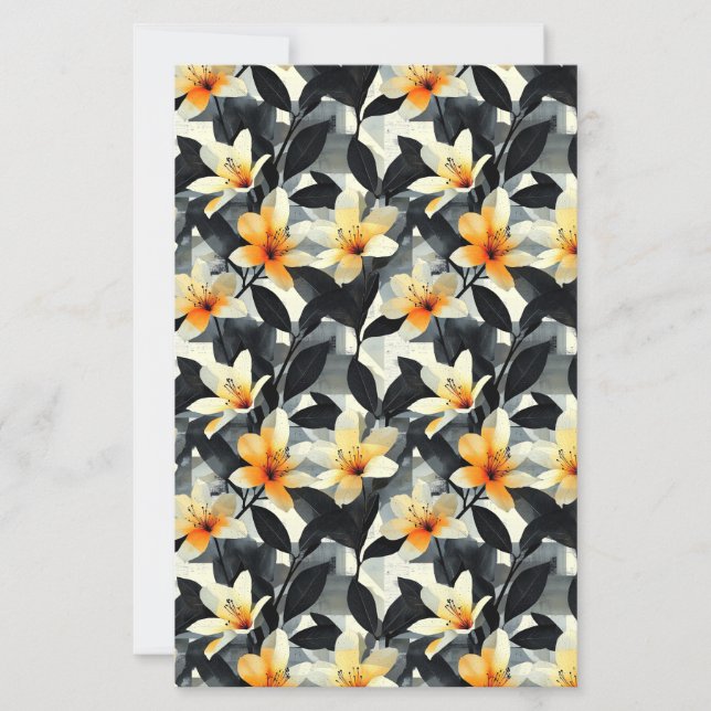 Elegant Yellow Lily Flowers Scrapbook Paper (Voorkant)