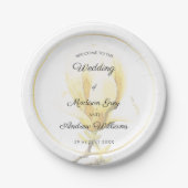 Elegant Yellow Magnolia Wedding Papieren Bordje (Voorkant)