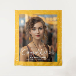 Elegant Yellow Math Congratulations Photo Graduate Wandkleed