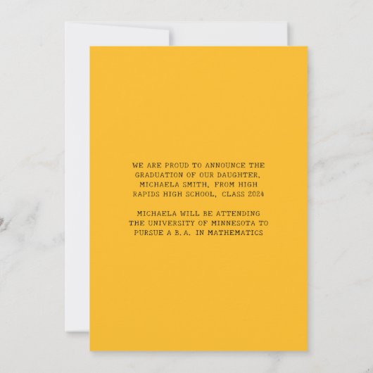 Elegant Yellow Math Script Photo Graduate  Aankondiging (Achterkant)