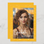 Elegant Yellow Math Script Photo Graduate  Aankondiging (Voorkant / Achterkant)