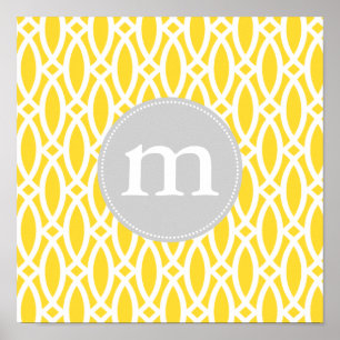 Elegant Yellow Modern Trellis Persoonlijk Poster