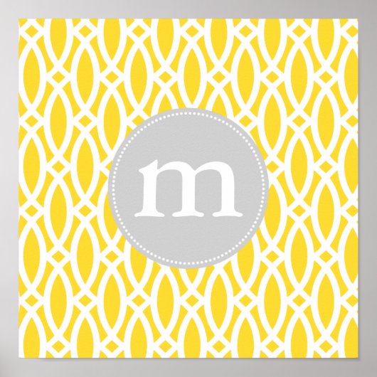 Elegant Yellow Modern Trellis Persoonlijk Poster (Voorkant)