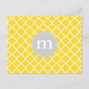 Elegant Yellow Moroccan Quatrefoil gepersonaliseer Kaart
