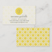 Elegant Yellow Moroccan Trellis Quatrefoil Custom Visitekaartje (Voorkant / Achterkant)