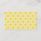Elegant Yellow Moroccan Trellis Quatrefoil Custom Visitekaartje (Achterkant)
