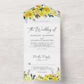 Elegant Yellow Mustard Floral Waterverf Wedding All In One Uitnodiging (Binnen)