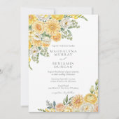 Elegant Yellow Peach & Sage Green Floral Wedding Kaart (Voorkant)