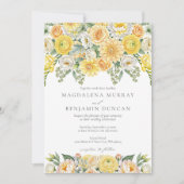 Elegant Yellow Peach & Sage Green Floral Wedding Kaart (Voorkant)