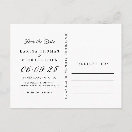 Elegant Yellow Photo Collage Wedding Save the Date Aankondigingskaart (Achterkant)