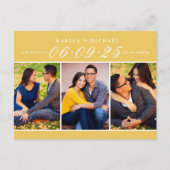 Elegant Yellow Photo Collage Wedding Save the Date Aankondigingskaart (Voorkant)