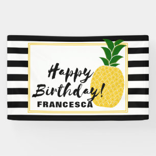 Elegant Yellow Pineapple Happy Birthday Spandoek