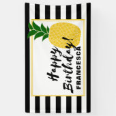 Elegant Yellow Pineapple Happy Birthday Spandoek (Verticaal)
