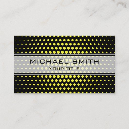 Elegant Yellow Polka Dot Pattern Visitekaartje (Voorkant)