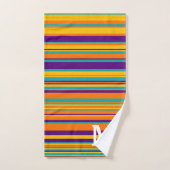 Elegant yellow purple and orang stripes monogram bad handdoek (Handdoek)