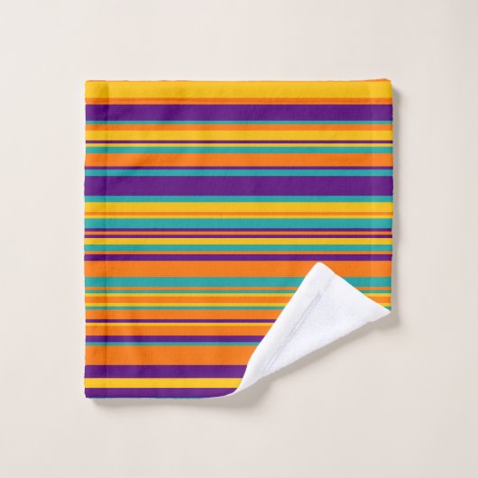 Elegant yellow purple and orang stripes monogram bad handdoek (Wasdoekje)