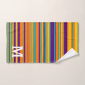 Elegant yellow purple and orang stripes monogram bad handdoek (Handdoek)