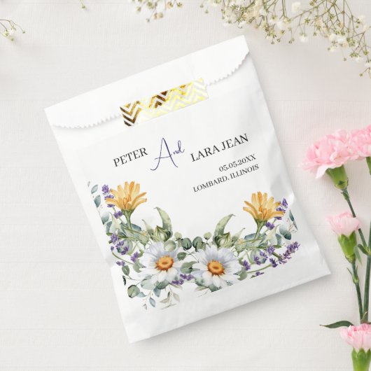 Elegant Yellow Purple Wildflower Wedding Bedankzakje (Gezegeld)