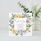 Elegant Yellow Purple Wildflower Wedding Save The Date (Staand voorkant)