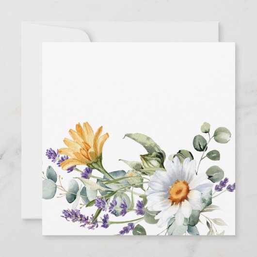 Elegant Yellow Purple Wildflower Wedding Save The Date (Achterkant)