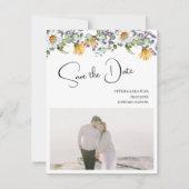 Elegant Yellow Purple Wildflower Wedding Save The Date (Voorkant)