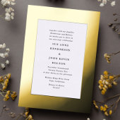 Elegant Yellow Real Gold Border Lijst Weddenschap Folie Uitnodiging