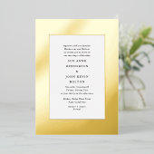 Elegant Yellow Real Gold Border Lijst Weddenschap Folie Uitnodiging (Staand Voorkant)