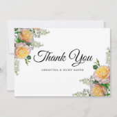 Elegant Yellow Rose Bouquet Flowers Wedding Bedankkaart (Voorkant)