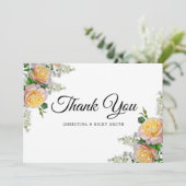 Elegant Yellow Rose Bouquet Flowers Wedding Bedankkaart (Staand voorkant)