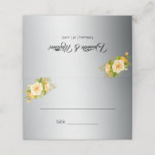 Elegant Yellow Rose Bouquet over zilveren bruiloft Plaatskaartje (Buitenkant ongevouwen)
