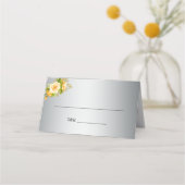 Elegant Yellow Rose Bouquet over zilveren bruiloft Plaatskaartje (Voorkant)