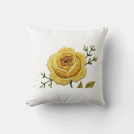Elegant Yellow Rose Faux Embroidery Throw Pillow Kussen