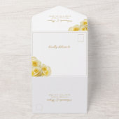 Elegant Yellow Rose Floral Wedding All In One Uitnodiging