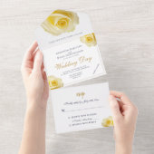 Elegant Yellow Rose Floral Wedding All In One Uitnodiging