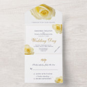Elegant Yellow Rose Floral Wedding All In One Uitnodiging