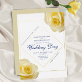 Elegant Yellow Rose Floral Wedding Gold Folie Uitnodiging