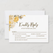 Elegant Yellow Rose Floral Wedding RSVP Kaartje (Voorkant)